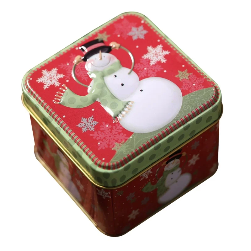 Christmas navidad Embossing Christmas Candy Cookie Gift Storage Container Tinplate Empty Tins Holiday Decorative Box