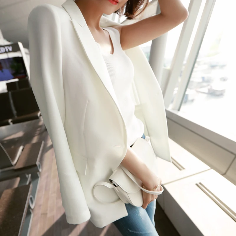 LANMREM Spring New Casual Fashion Women Loose Temperament Solid Color Single Button Long-sleeved Blazer TC802
