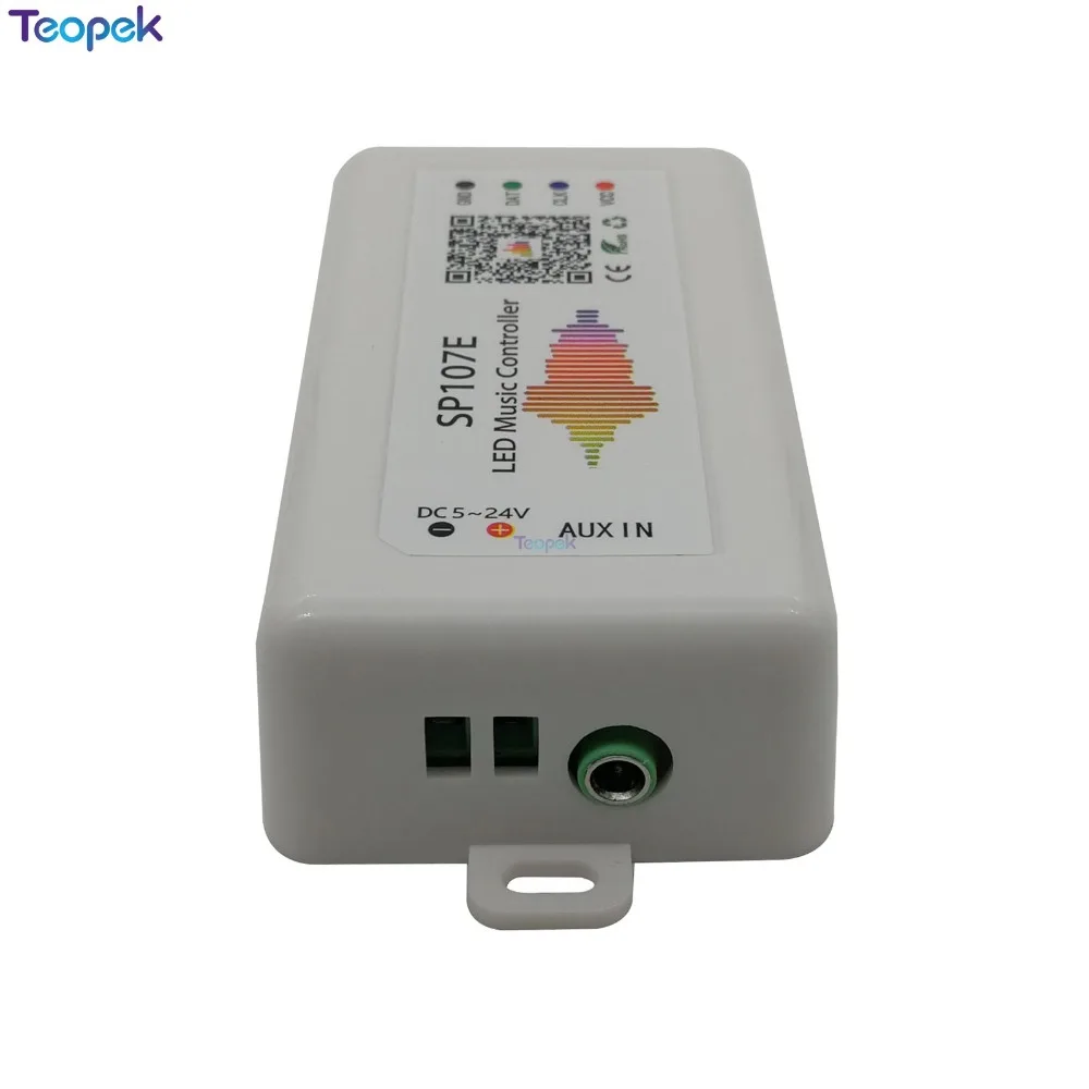 SP107E SPI светодиодный музыкальный контроллер Bluetooth для WS2812B WS2811 SK6812 UCS1903 LPD6803 WS2801 светодиодные полосы пикселей светильник DC5-24V