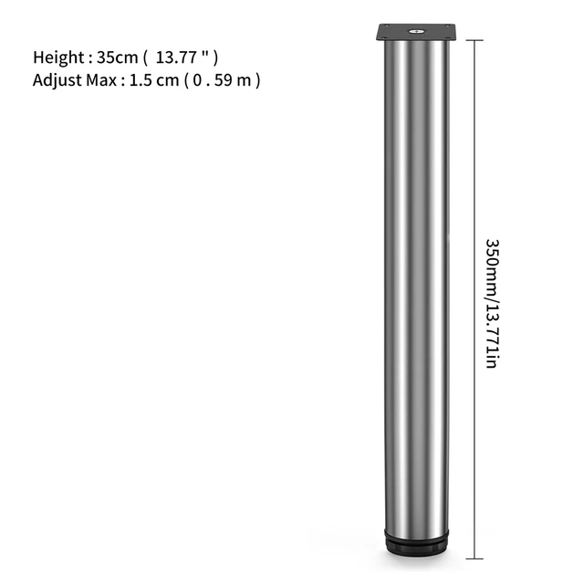 1pcs 5-30CM Furniture Adjustable Cabinet Legs Stainless Steel Table Sofa Metal Foot With Screws Home Improvement Hardware silver 35CM