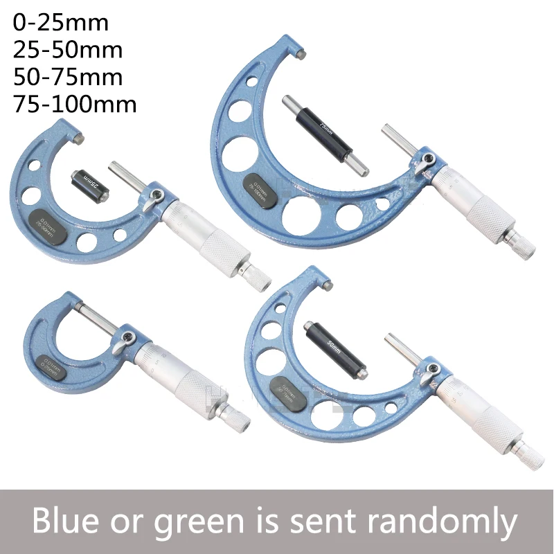 0-100mm 4pcs outside micrometer 0-25mm/25-50mm/50-75mm/75-100mm Metric Gauge Vernier Caliper thickness Measuring Tools