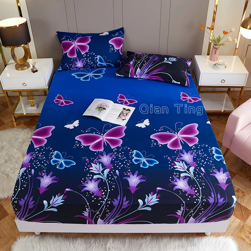 (New On Product)1pcs 100%Polyester Printed Fitted Sheet Mattress Cover Four Corners With Elastic Band Bed Sheet(no pillowcases)|Sheet| - AliExpress