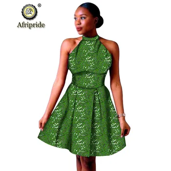 

2019 summer sexy dresses for women african print tank top a-line dress dashiki halter ankara wax batik clothes AFRIPRIDES1925088