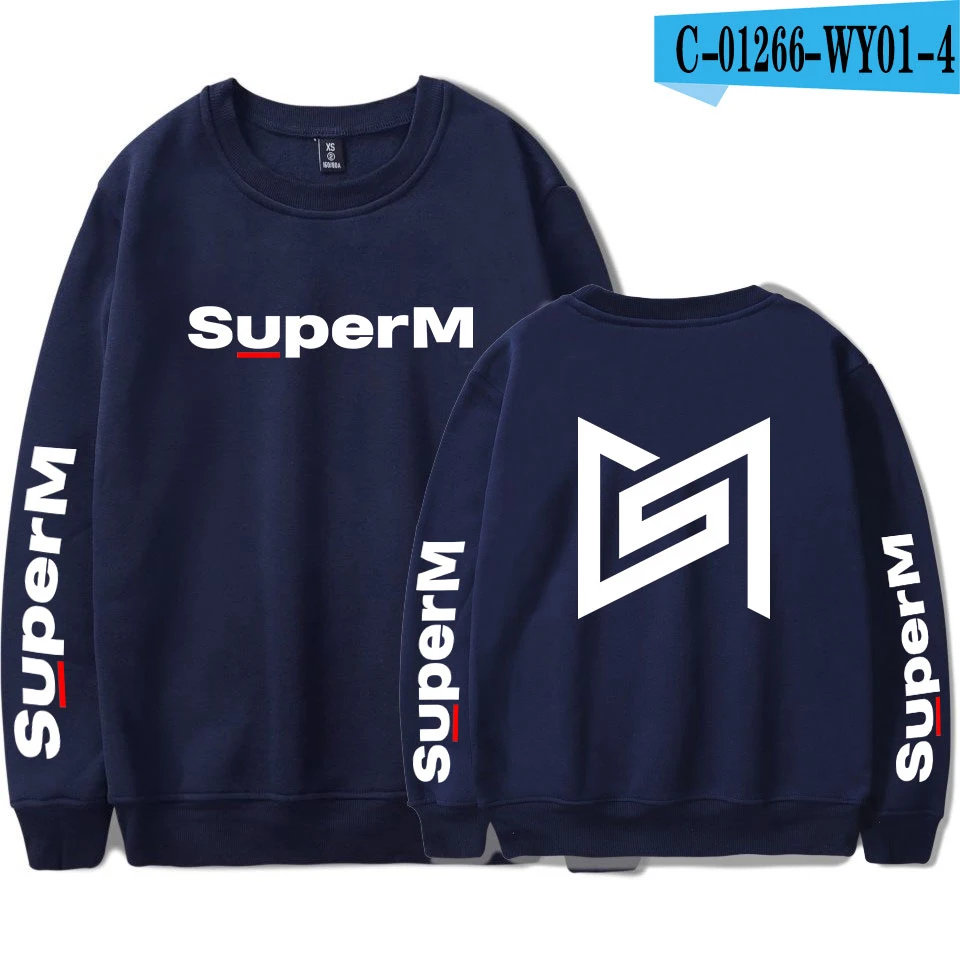 SuperM в Корейском стиле Кей-поп Харадзюку Футболка с принтом Harajuku круглый вырез горловины свитер Для женщин/мужчин Колледж стильный Толстовка - Color: WY01