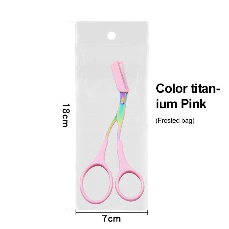 Eyebrow Trimmer Scissor With Comb Stainless Steel Scissors Eyebrow Hair Remover Clips Washable Removable Color Titanium eyebrow scissors,stainless steel scissors