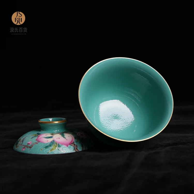 1-绿地扒花寿桃 盖碗 主图1-7