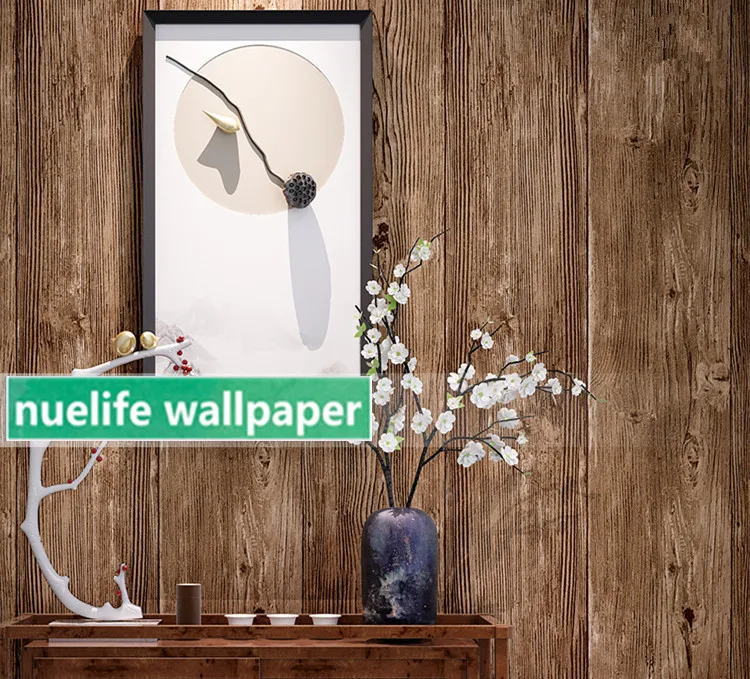 Китайский имитация дерева зерна Пол шаблон обои магазин ресторан спальня гостиная диван ТВ фон обои