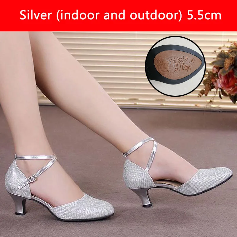 silvery style A 5.5 Новинка; обувь для латинских танцев; Женская Профессиональная обувь для латинских танцев; Танцевальная обувь для взрослых; Современная танцевальная обувь; Танцевальная обувь; женская обувь - Цвет: silvery style A 5.5