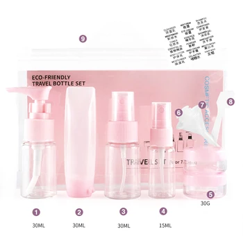 

8pcs Portable Refilable Bottles Outdoor Travel Cosmetic Empty Jar Pot Makeup Face Cream Liquid Container Bottle With Funnel