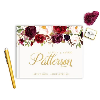

Floral Wedding Guest Book Alternatives Modern Gold Foil Guestbook Wedding Custom Personalized White Wedding Album Wedding Gift