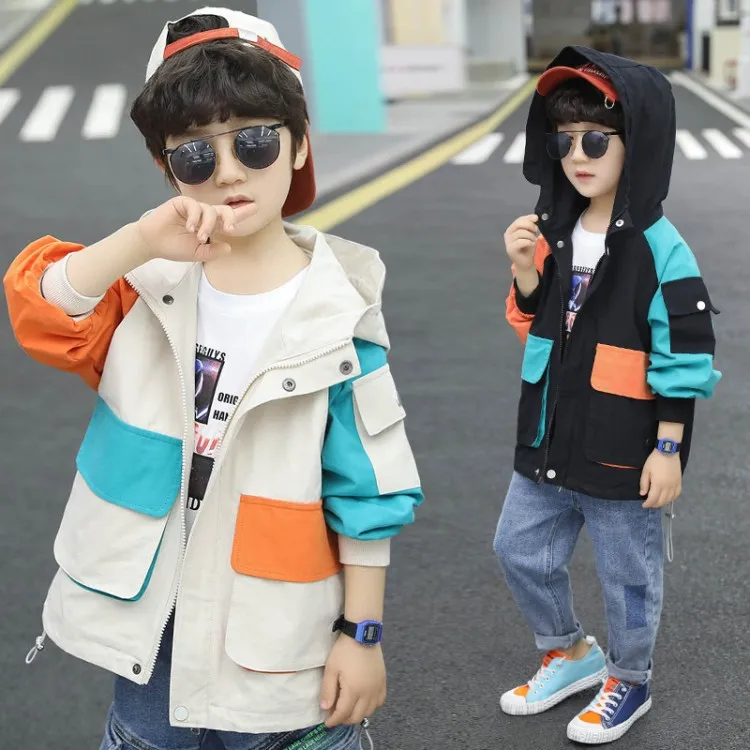 

Childrenswear BOY'S Coat 2020 Spring Big Boy Korean-style Jacket Coat chao yang Gas Children Spring And Autumn Trench Coat