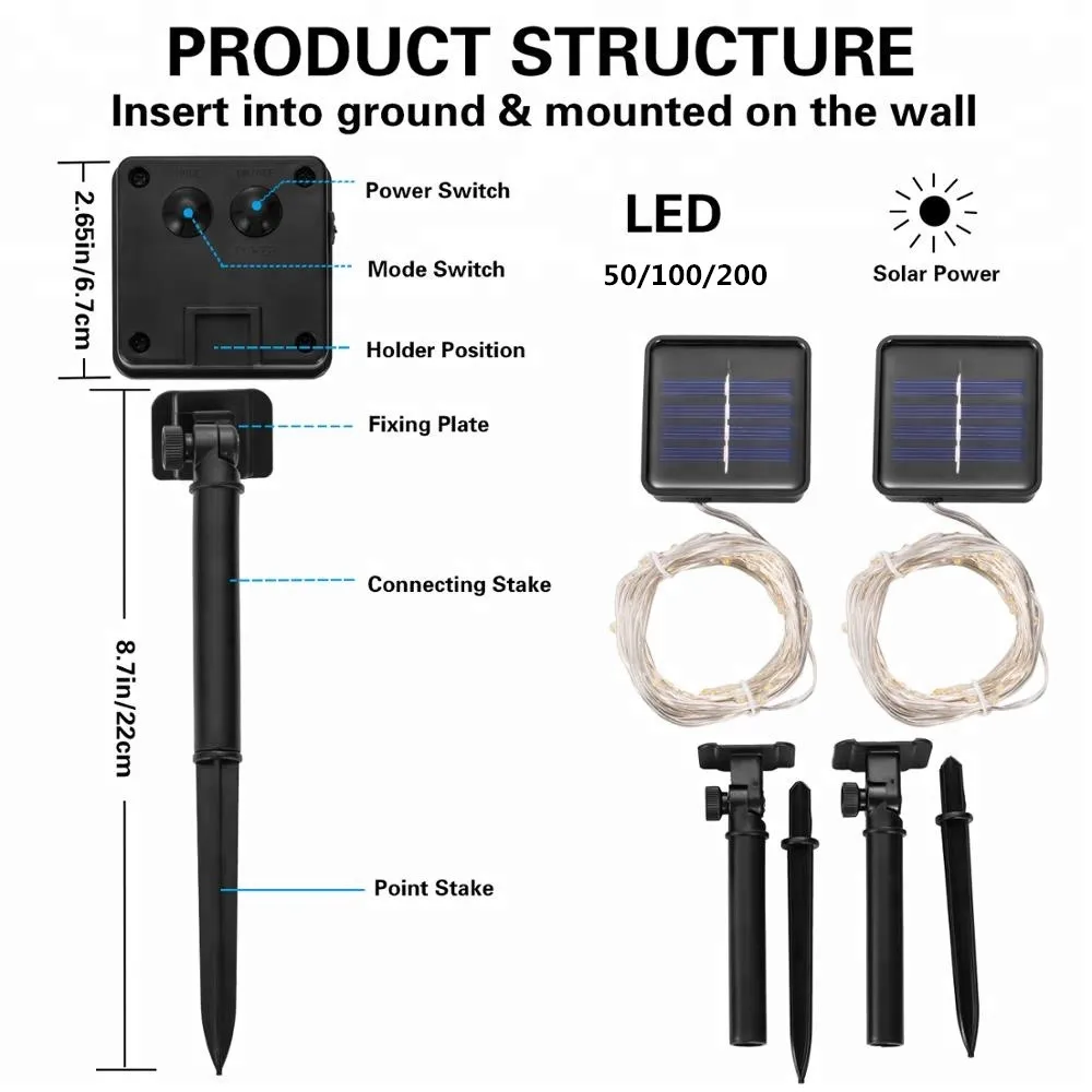 Christmas 20M 200 LED Solar Strip Light Home Garden Copper Wire Light String Fairy Outdoor Solar Powered Christmas Party Decor. led icicle christmas lights