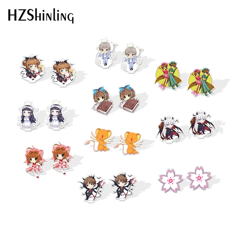 

2019 New Cardcaptor Sakura And Syaoran Acrylic Earrings Anime Characters Shrinky Dinks Earrings Epoxy Stud Earring
