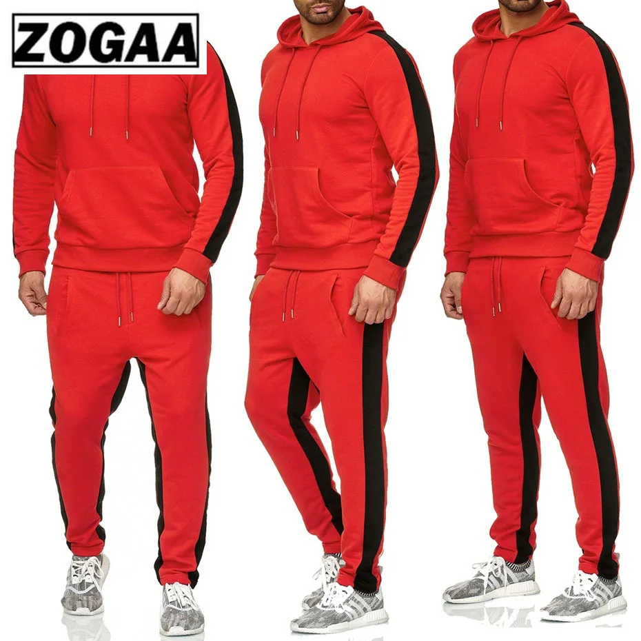ZOGAA, фирменные мужские спортивные костюмы, повседневный спортивный костюм, комплекты из двух предметов, для фитнеса, мужской спортивный костюм, 2 предмета, топы и штаны, комплект для мужчин