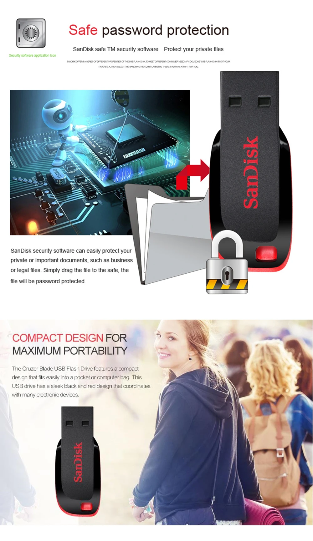 100% Original SanDisk Cruzer Blade CZ50 USB Flash Drive 128GB 64GB 32GB 16GB Pen Drive USB 2.0 Support Official Verification