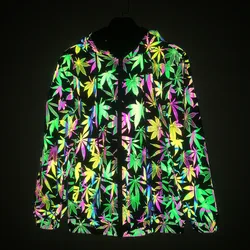 Men Autumn Winter Jackets Luxury Fashion Casual Zip Up Streetwear Plus Size Loose Hooded Coat Reflective Print Clothing 2021 New