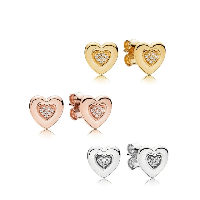 LIDU 100% 925 серебро высокого качества с кубическим цирконием в форме сердца высокое