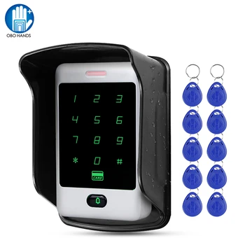 RFID Standalone Touch Metal Access Control With 10 Keychains 125KHz ID Waterproof Cover For Door Access Control System 8000 user 1