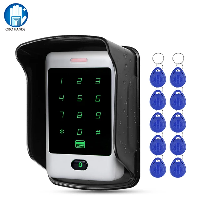 RFID Standalone Touch Metal Access Control With 10 Keychains 125KHz ID Waterproof Cover For Door Access Control System 8000 user 1