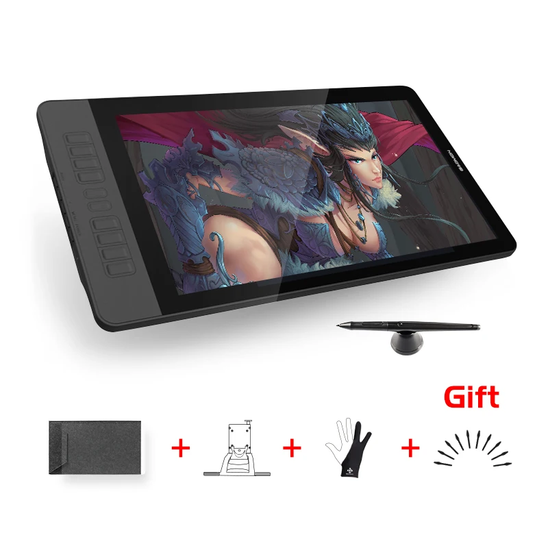 Tanie GAOMON PD1560 15.6 cal 10 klawiszy sztuki profesjonalny Tablet graficzny z ekranem pióro Tablet graficzny monitora dla Win i Mac z prezenty