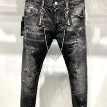 Новые мужские джинсы Рваные для мужчин обтягивающие DSQ джинсы, мужские брюки джинсы на пуговицах верхняя одежда мужские брюки