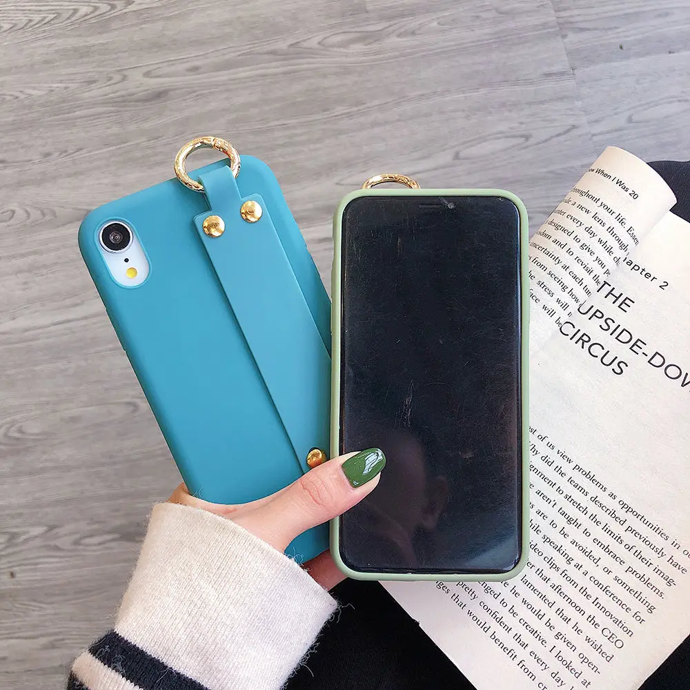 For-iPhone-11-Pro-Max-X-XR-XS-Max-Candy-Color-Wrist-Strap-Holder-Soft-Silicone