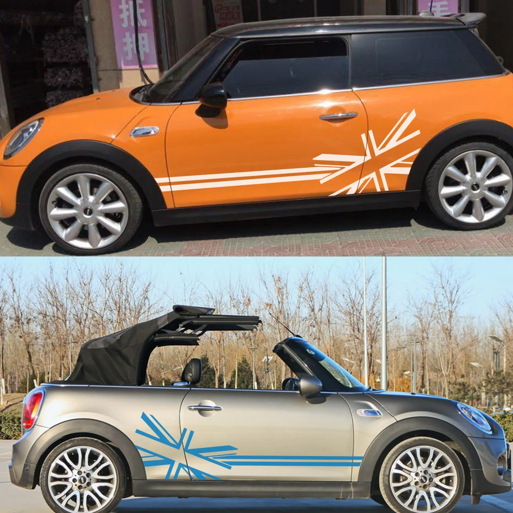 2 шт. автомобильные наклейки в виде флага боковые полоски для Mini Cooper R56 R57 R58 R50 R52 R53