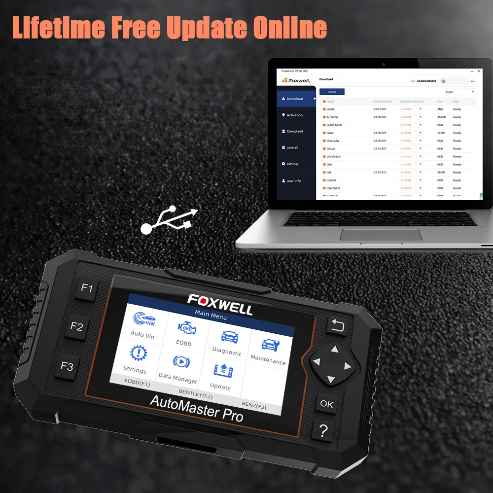 FOXWELL NT614 Elite OBD2 автомобилей средство диагностики двигателя ABS подушки