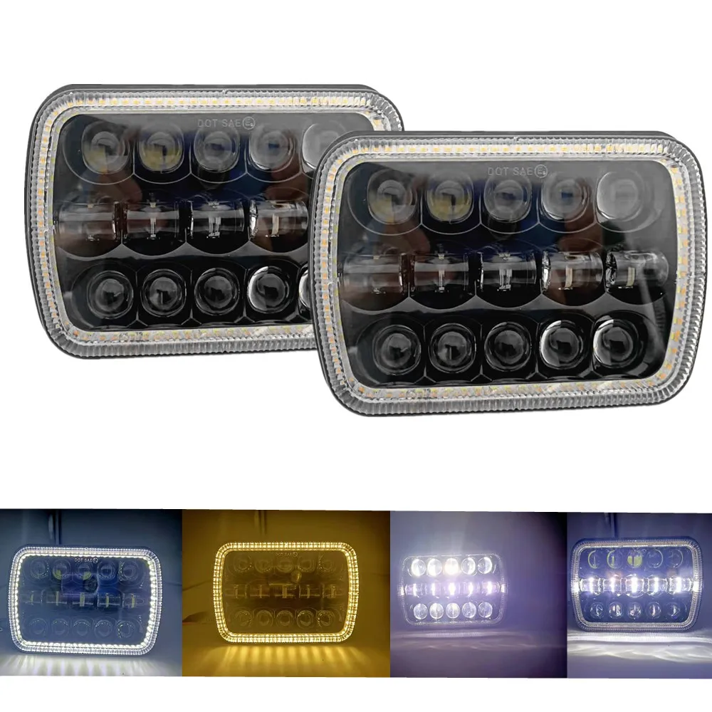 

2pcs 5X7 Inch 7X6 Inch Projector LED Headlight DRL with H4 Harness for Chevrolet Jeep Cherokee XJ Toyota Tacoma & 88-95 Pickup