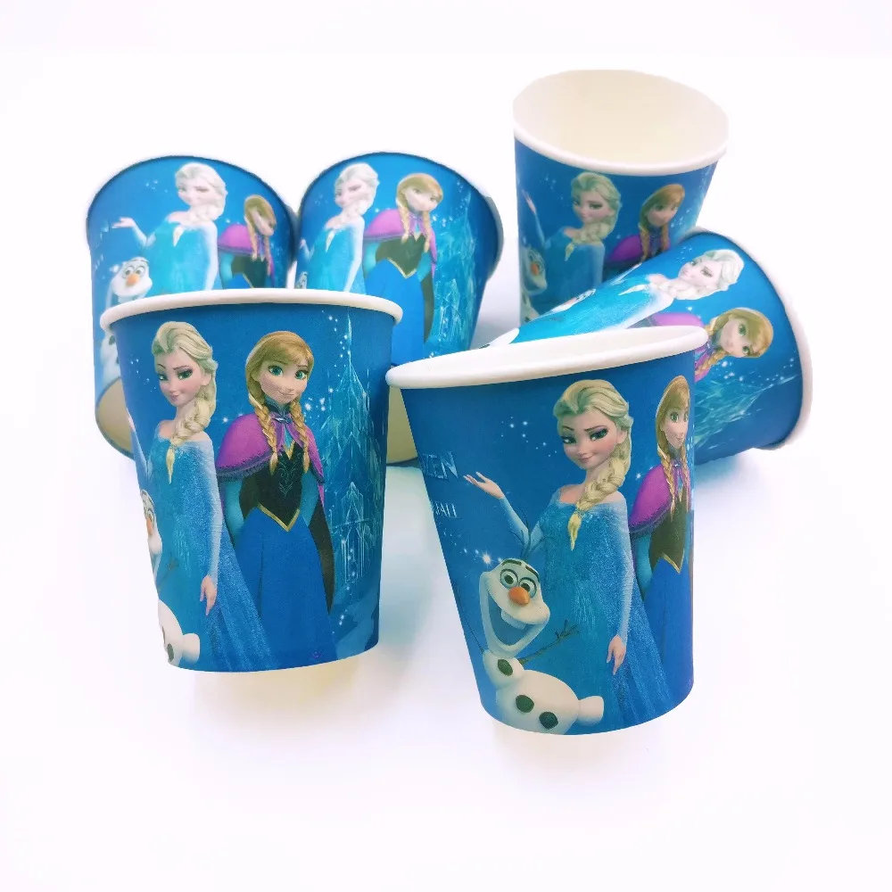 

6pcs/bag Frozen Anna And Elsa Party Decoration Disposable Tableware Paper Cups Cartoon Pattern Kids Party Supplies