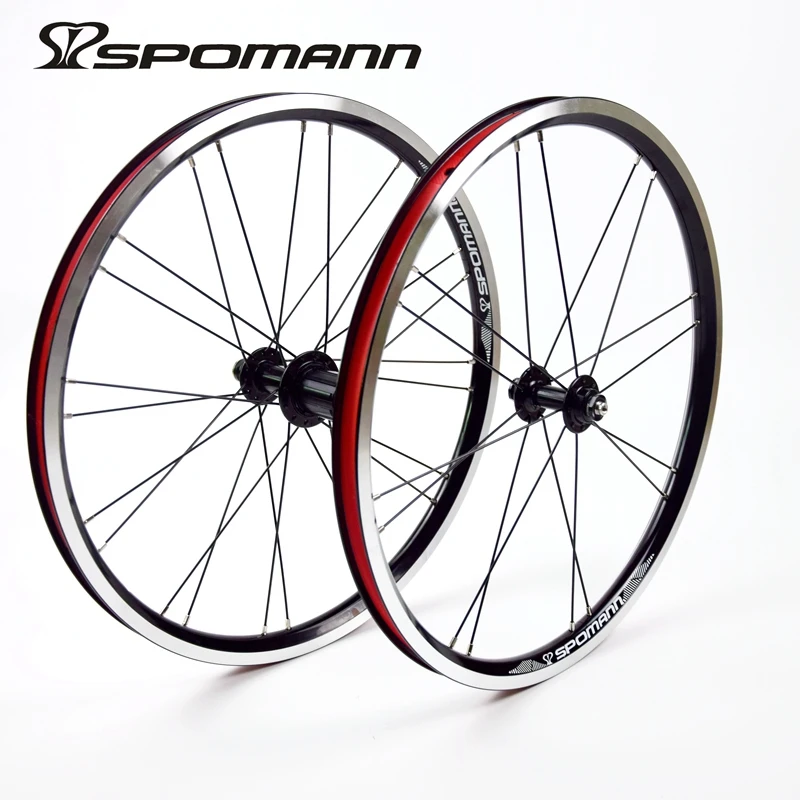 

New 3 colors SPOMANN 20 inch 406mm Folding small wheels bike alloy V brake BMX bicycle clincher rims wheelset MTB 20er