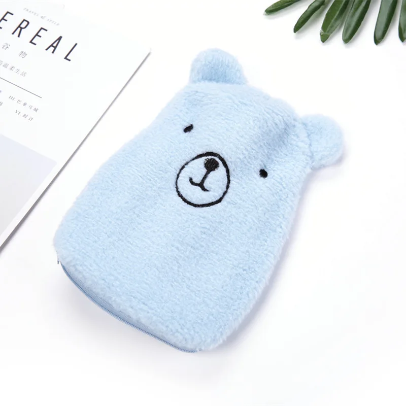 Blue Милый мультфильм грелка мешок толстой резины Huggable медведь наполнение воды грелка для рук грелку студента - Цвет: Blue