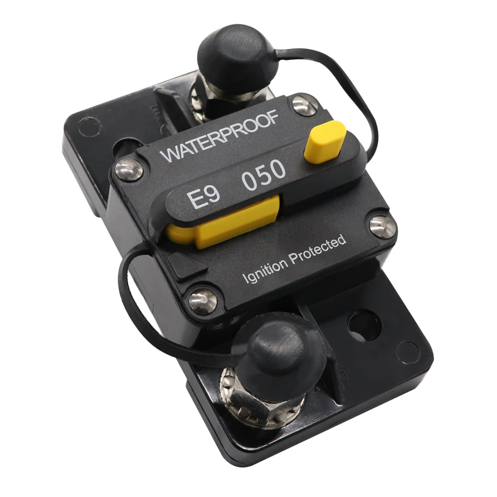50Amp Waterproof Circuit Breaker with Manual Reset for Amps Protection Marine Trolling Motors Boat ATV Manual Power 12V-24V DC