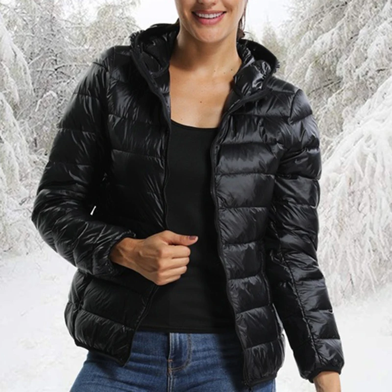 

2019 New Women Winter Running Jacket Hooded Warm Overcoat Padded Parka Outerwear Zipper Tops Jackets Workout Cycling Jacket Coat