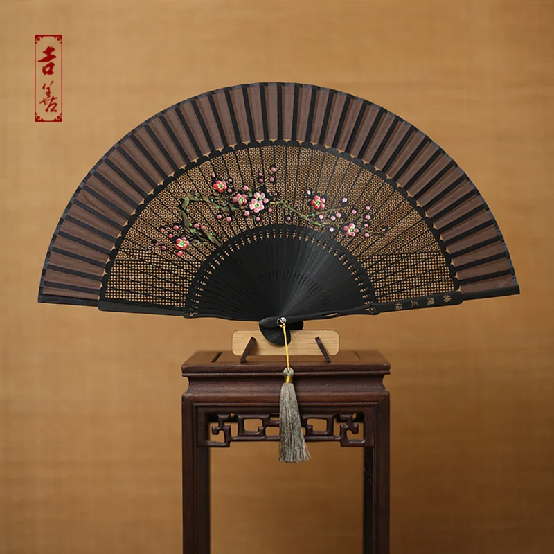 

Sensu 6 Inch Carving Folding Fan Real Silk Women's Fan In National Customs Hand Fan Hollow Out Bamboo Fan Go Abroad Gift