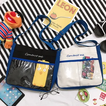 

New Fashion Creative Canvas Bag Female Trend Letters Embroidered Harajuku Style Crossbody Bag Embroidered Portable Shoulder Bags