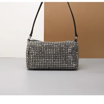 

Natural Cowhide Leather 2020 new style diamond bag top layer cowhide trend small square bag handbag