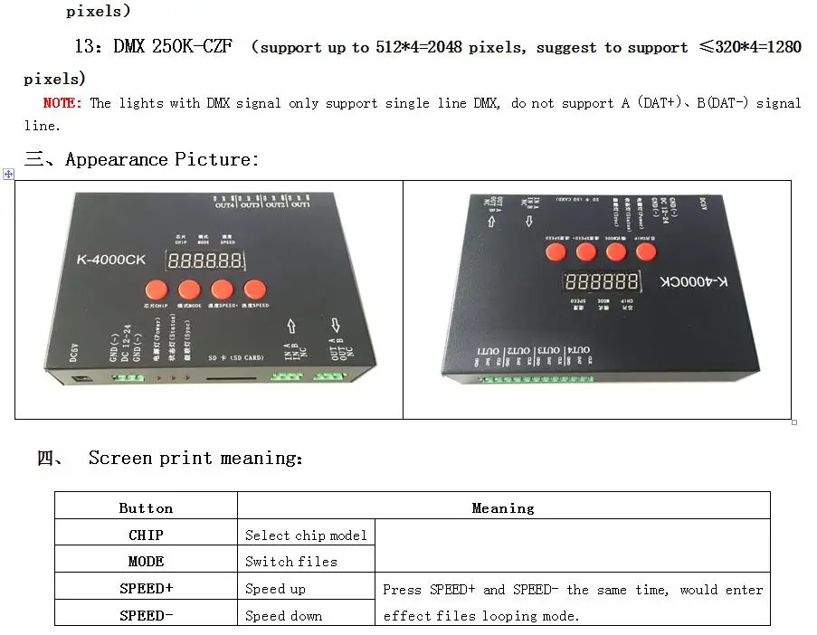 K-4000CK светодиодный пиксель контроллер SD контроллер WS2811/WS2812B/WS2801/WS2818/ws2815контроллер; 4096 пикселей управления светодиодный