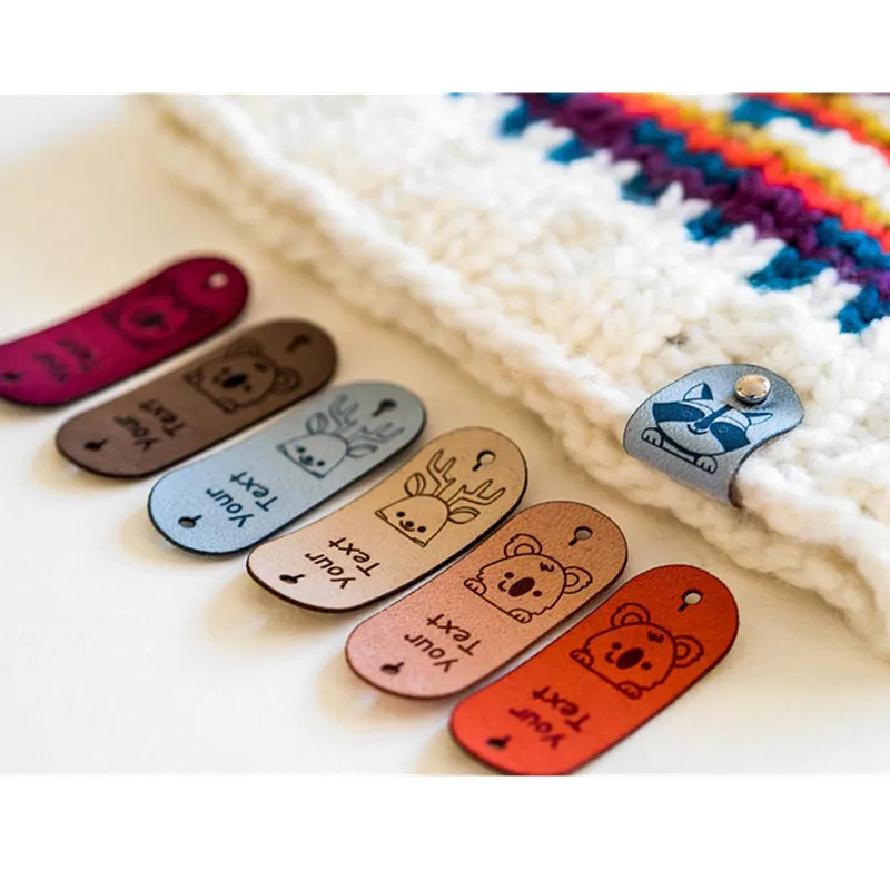 30pcs leather tags for rivets Custom handmade label knitting crochet Sew on clothing hat DIY labels with logo handcraft item | Дом и сад