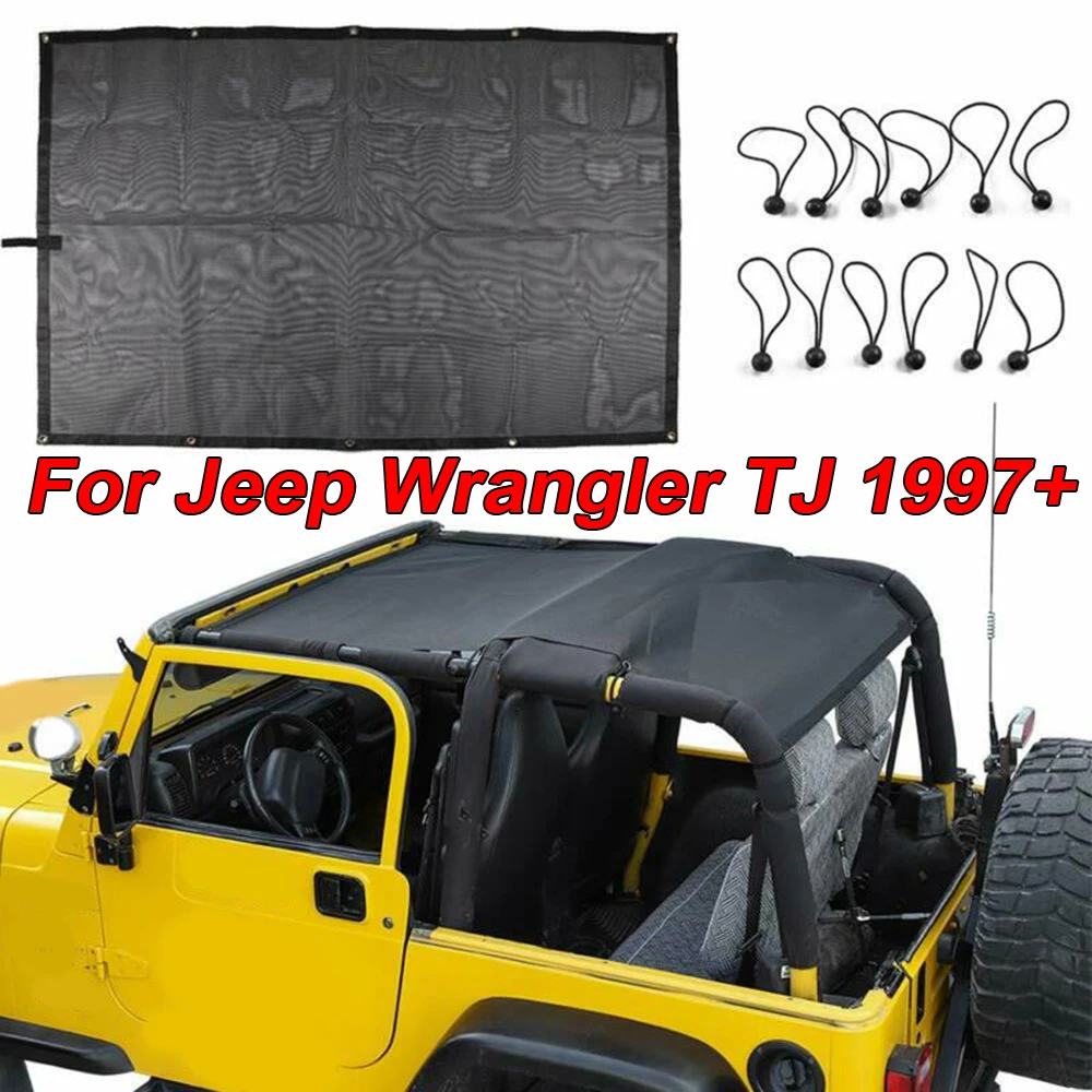 

1pc Car Roof Mesh SunShade Cover UV Protection High Quality Black For Jeep Wrangler TJ 1997-2005 Sunshade Cover Protector
