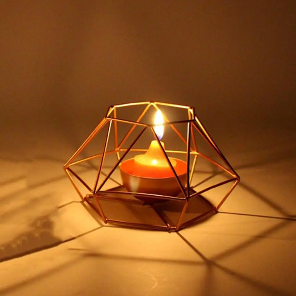 3D геометрический чайный держатель свечей настольная подставка свадебный центральный скандинавский Ретро Железный Чай легкий подсвечник подставка для свечей@ 25 - Цвет: Candlestick Holder