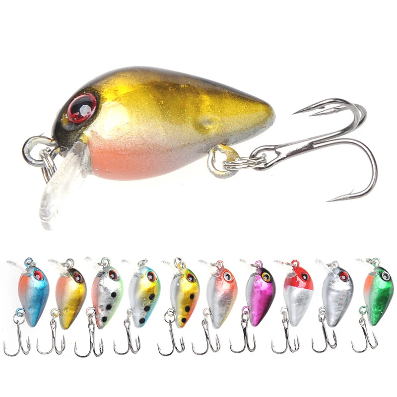 

10Pcs/Lot Random Color Mini Fat Crank Fishing Lure 30mm 1.5g Highly Simulated Rock Fishing Hard Bait Lures Swimming Depth 0.1~0.