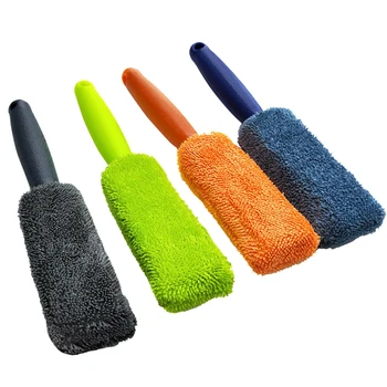 

4colors/set Cleaning Brush Superfine Fiber Double Sided Car Wheel Soft Practical Handheld Long Handle Lightweight Effortless