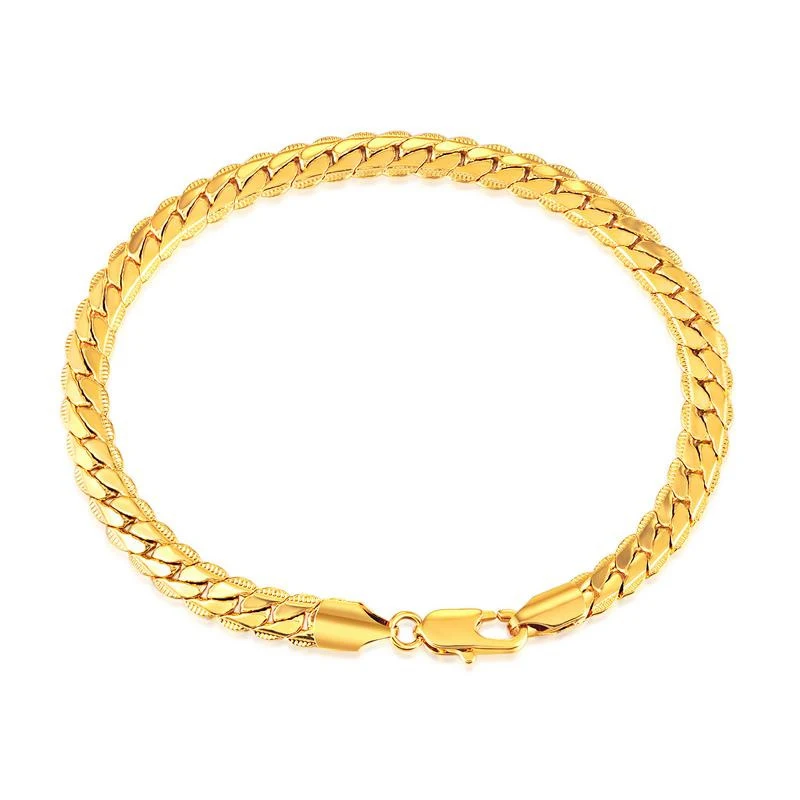 

5MM Sideways Gold/Silver Color Women Men Link Chain Bracelets & Bangles pulseira