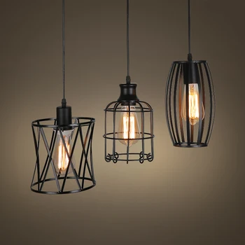 

Loft Retro Industrial Diamond Chandelier Bar Iron Cage Art Library Three Head Japanese Restaurant Chandelier luminaria pendente