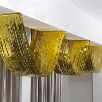

Wedding Backdrop Decor Glitter Ceiling Wave Rain Curtain Hanging DIY Foil Rain Curtain Tinsel Metallic Rain Silk Hanging Pendant