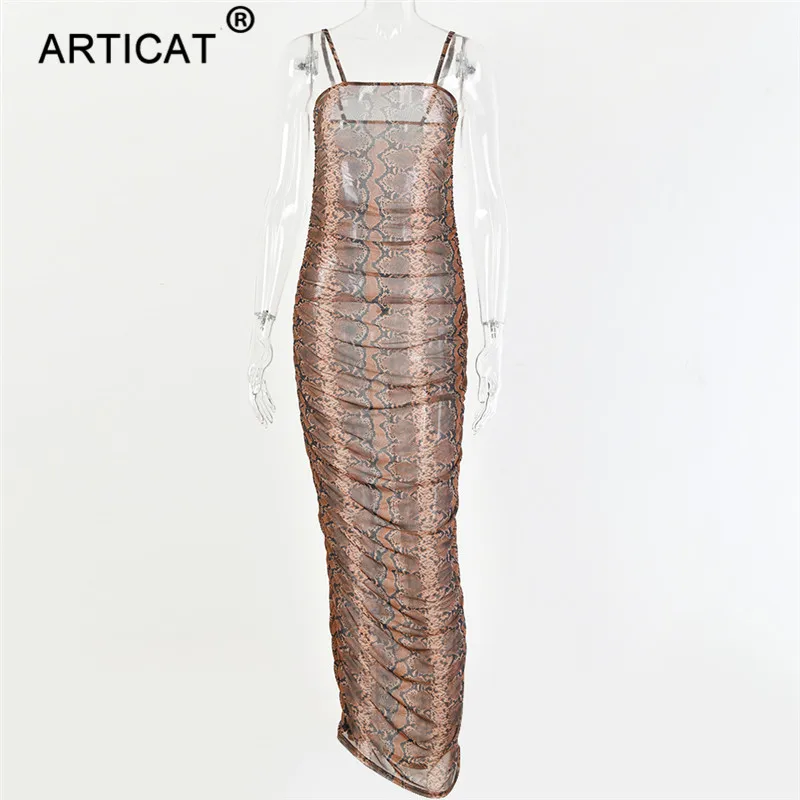 Articat Леопардовый принт, сексуальный длинное платье Для женщин ремень без бретелек облегающее Бандажное лето-осень с низким вырезом на спине, Maxi dress Vestidos