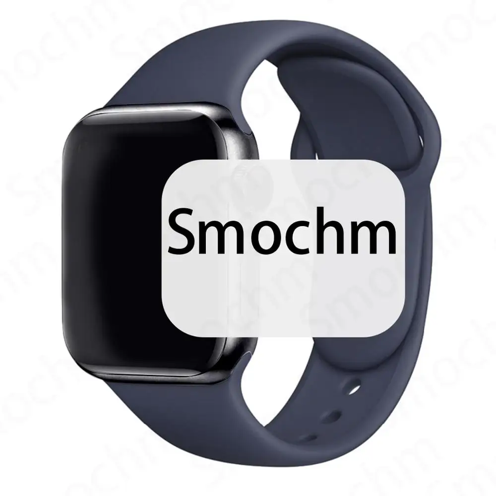 Smochm IWO 8 Plus 1:1 MTK2502C Беспроводное зарядное устройство Bluetooth Смарт часы обновление IWO 9 IWO8 Smartwatch 44 мм серия 4 для Apple Watch - Цвет: Black BlueSilicon