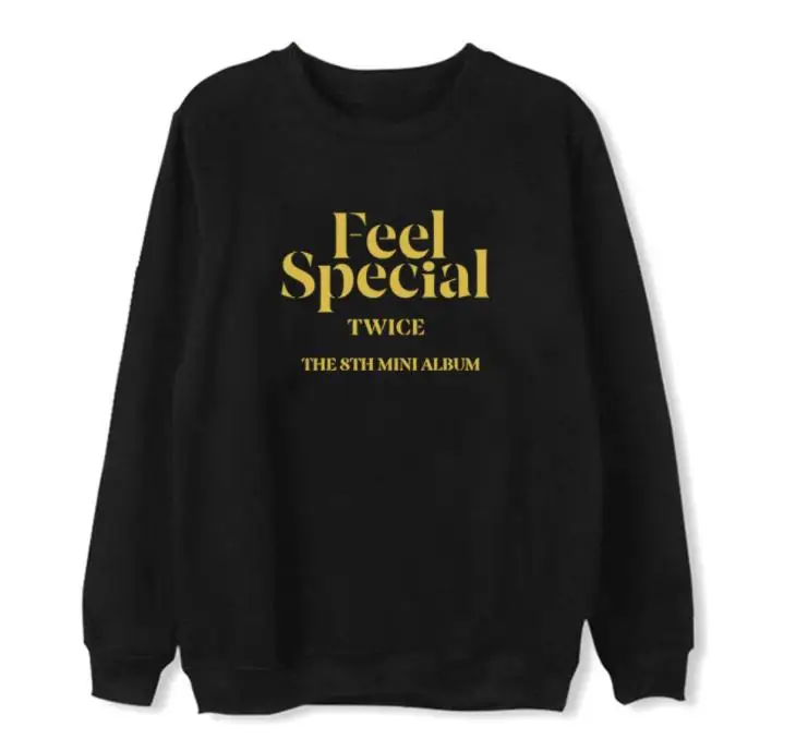 Kpop twice feel специальный альбом же Печать О образным вырезом Пуловер толстовки унисекс k-pop флис/тонкий свободный свитер - Цвет: fleece