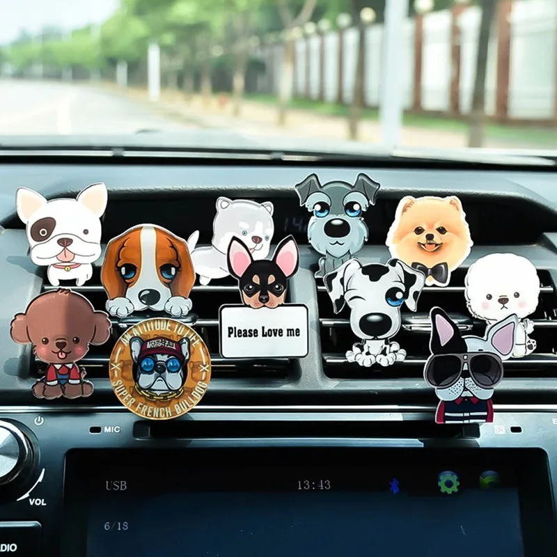 1pc Cute Pet Dog Car Air Freshener Perfume Lifelike Dog Doll Car Perfume Automobile Air Conditioning Vent Perfumes